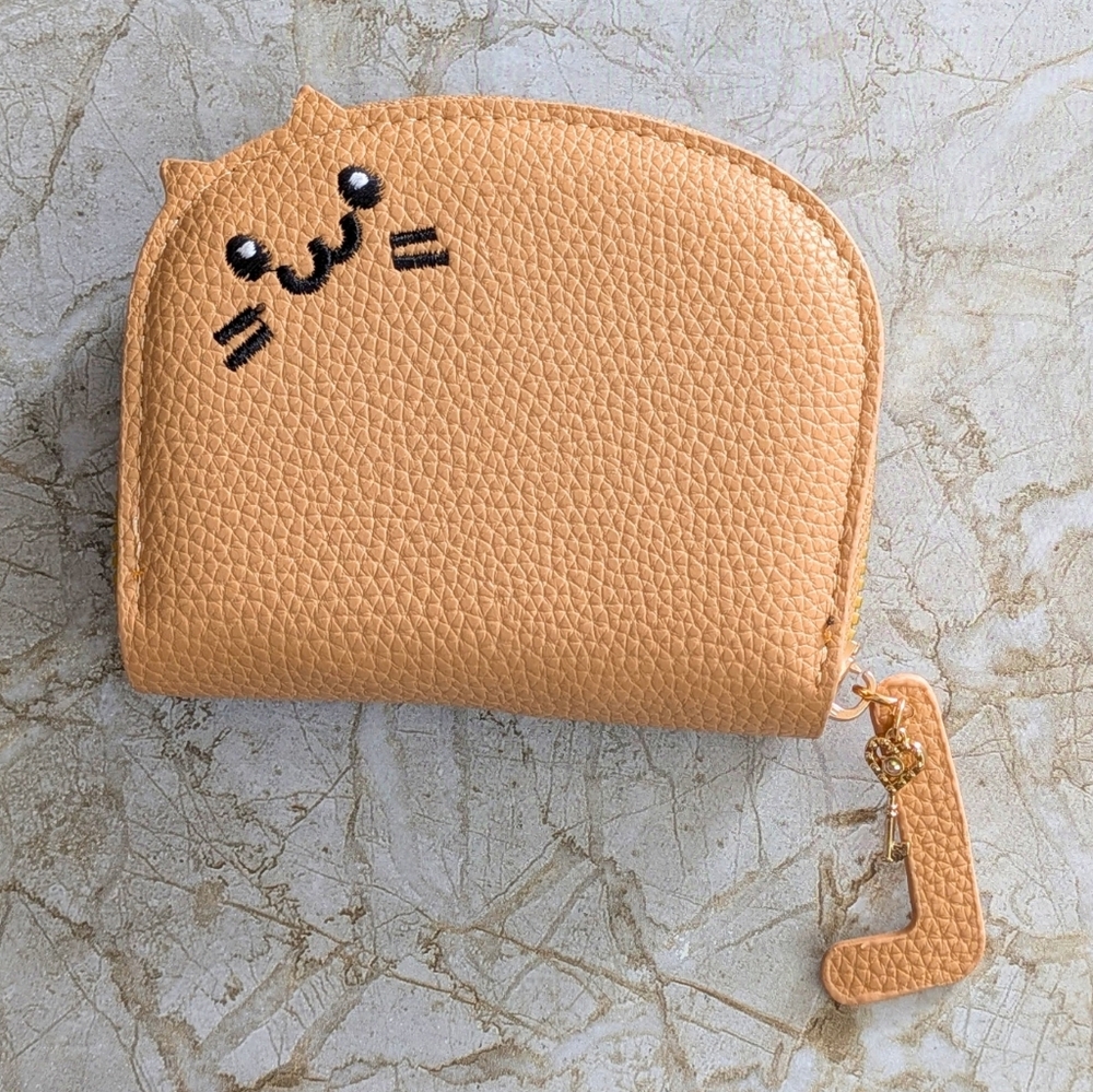 Cat Accordion Card Holder | Small Wallet – Beige